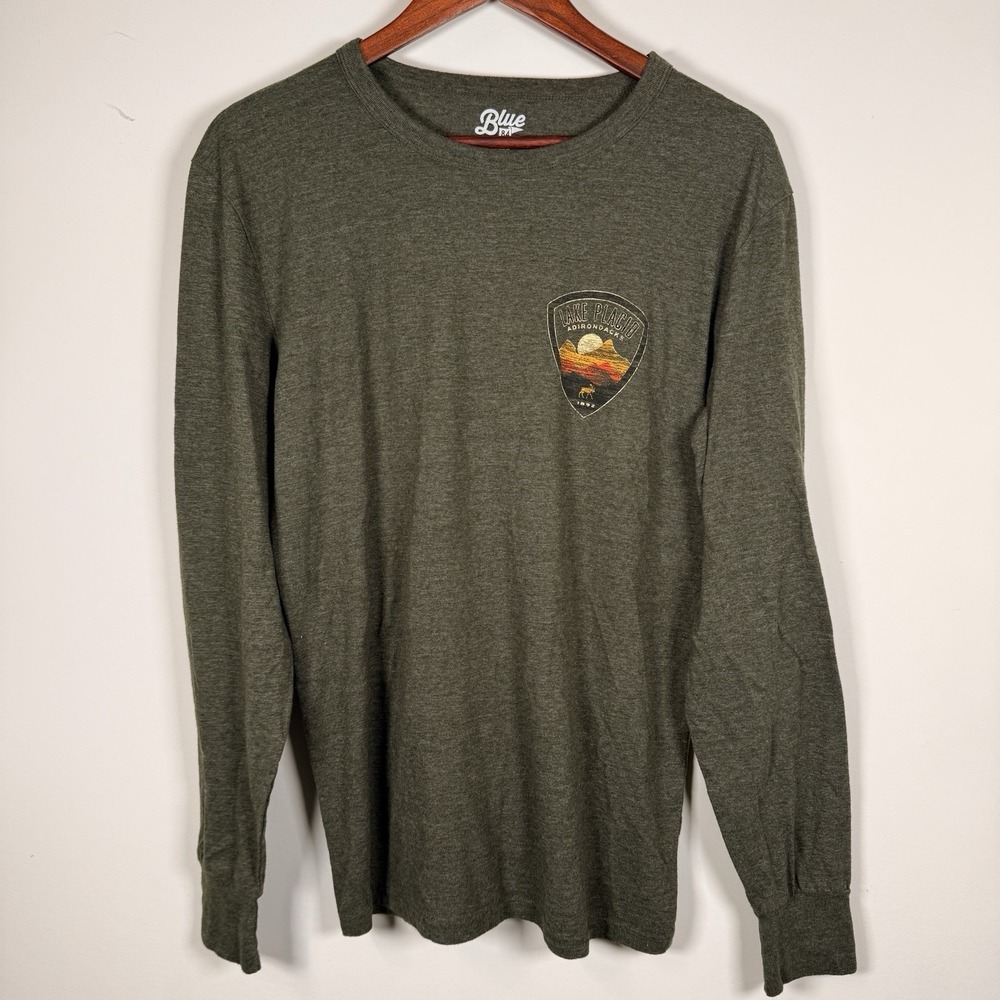 Blue84 Men's Lake Placid Adirondacks‎ Long Sleeve Shirt Olive Green Med Camping